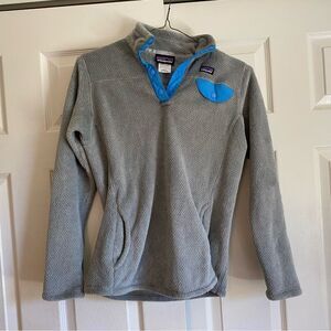 Little girls size XXL 16-18 Patagonia fleece snap up grey and blue women’s